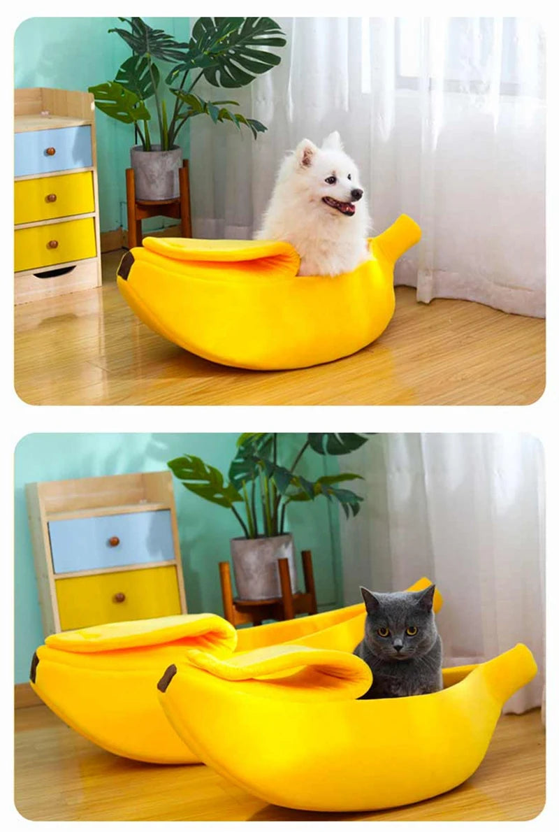 🍌Cama para kitty, doggy y hámster con forma de plátano "Mellow Yellow"🍌