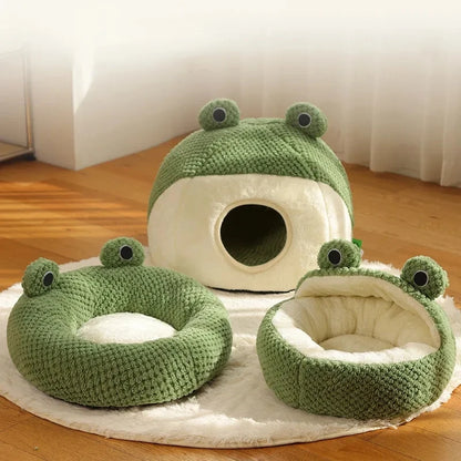 Cómoda cama verde para mascotas "Mr. Froggy" - ¡Ribbit-ribbit! 🐸